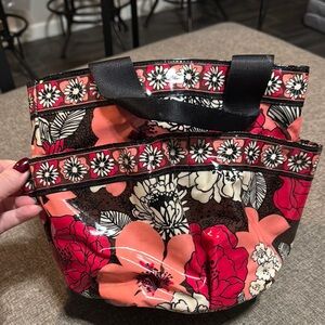Vera Bradley Black, brown, pink and salmon Floral shower caddy